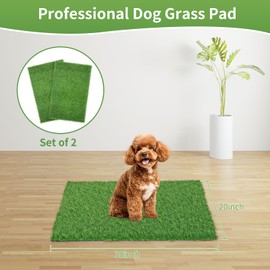 STARROAD-TIM 30 x 20 inches 2 Pack Fake Grass Pee for Dogs Artificial Grass Rug Pad for Puppy Potty Washable Grass Mat for Pet Training with Drainage Hole