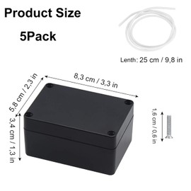 Junction Box Waterproof IP66, Pack of 5 Outdoor Junction Box, Black Electronic Project Box, 58 x 83 x 34 mm, Electrical Accessories Housing Plastic