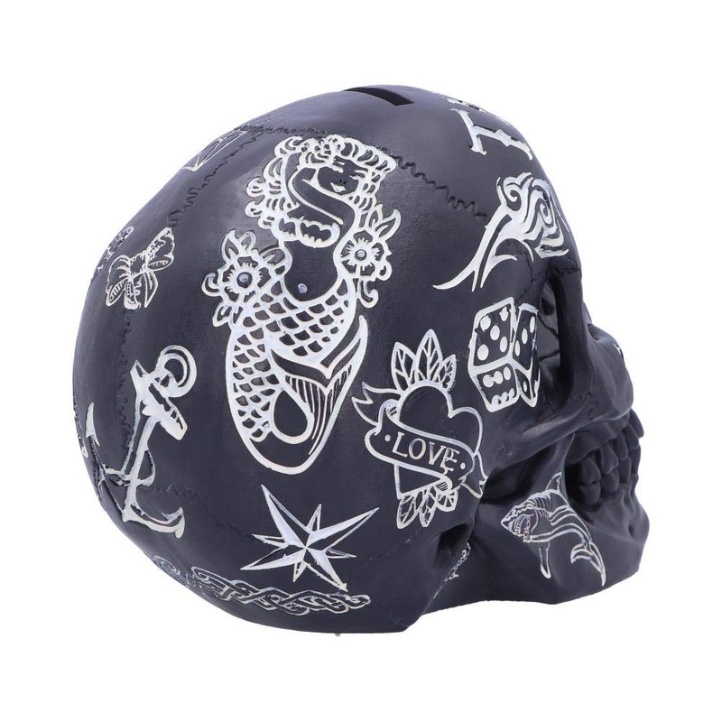 Nemesis Now Black and White Traditional Tribal Tattoo Fund Skull