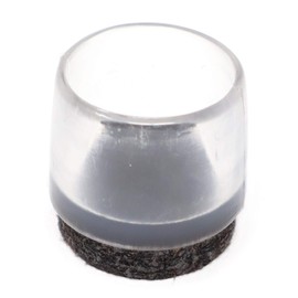 16 x chair leg caps with felt, diameter 12 mm, 14 mm, 16 mm, 18 mm, 20 mm, 22 mm or 25 mm, round, transparent, premium quality furniture gliders for steel chairs in premium quality, transparent
