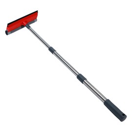Window Squeegee with 19-37" Long Handle, 2 in 1 Window Cleaner Tool with TPR Squeegee&Sponge for Car Windshield, Shower Glass, Glass Doors, Outdoor Windows, High Windows