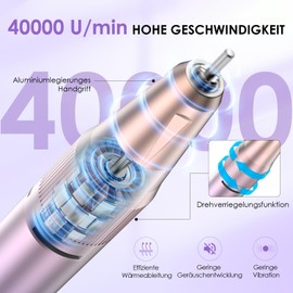 HOMEASY Nail Cutter Electric Professional Manicure Pedicure Set 16 in 1 Nail File 40000 rpm Portable Cutter for Gel Nails with LCD Display F/R Rotation Direction Purple Pink