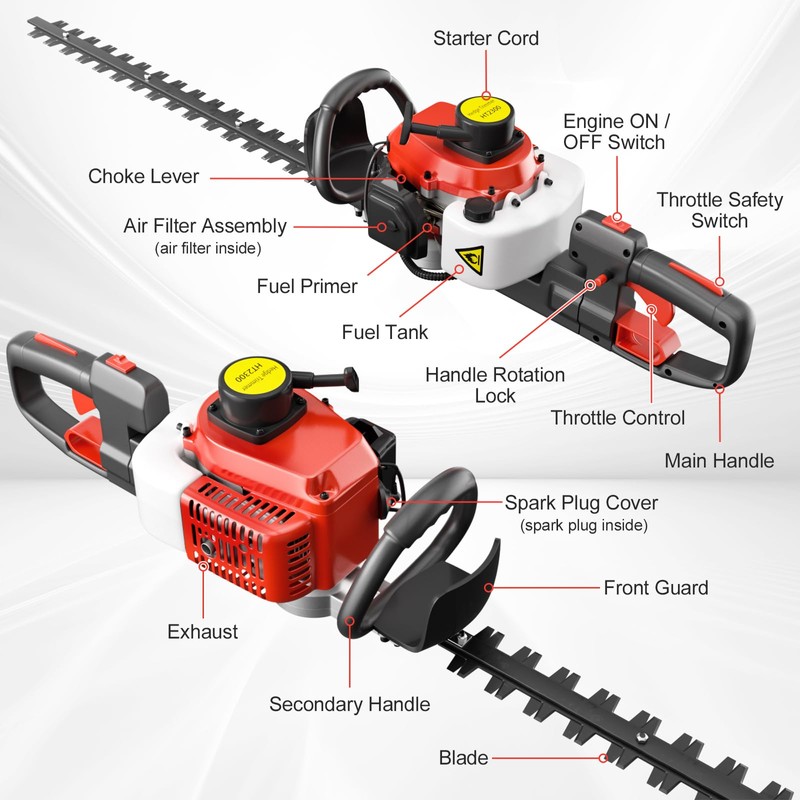 24-Inch 26cc 2 Cycle Gas Powered Dual Sided Hedge Trimmer