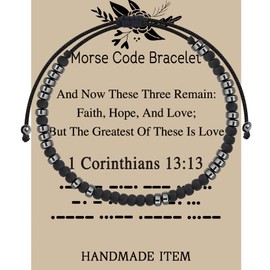 LQRI 1 Corinthians 13:13 Morse Code Bracelet Bible Verse Bracelet Religious Gift Christian Scriptures Gift (1 Corinthians 13:13)