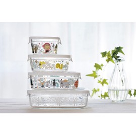 Iwaki B3247-SNF Heat-Resistant Glass Sealing Storage Container, Shinji Kato, Scandinavian Garden, Square, 27.1 fl oz (800 ml)