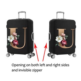 WUJIAONIAO Stretch Printed Suitcase Cover Washable Luggage Protector Fits 18-32 Inch Luggage Letter pattern (XL (for 29-32 inch luggage), Letter U)