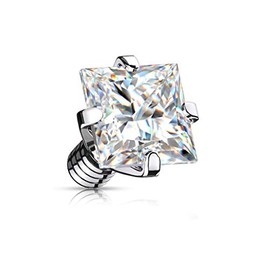 Paula & Fritz® Dermal Anchor Square Zirconia Titanium Grade 23 Various Sizes and Thread Thicknesses Skin Anchor Skin Diver Implant Ball, Titanium, Cubic Zirconia