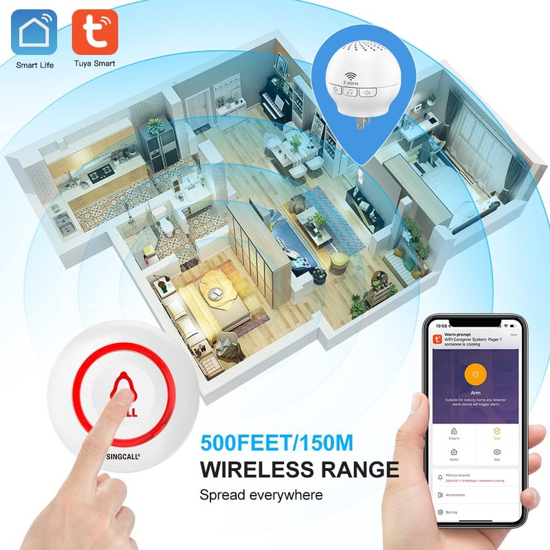 SINGCALL Tuya Wifi Smart SOS - Sistema inalámbrico de emergencia