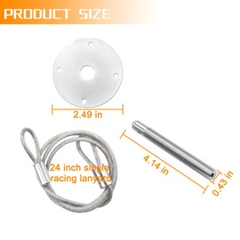 Mandark Car Hood Pins Kit, Stainless Steel Automotive Engine Hood Pin Lock Clip with Racing Lanyard, Vehicle Exterior Engine Cover Lock Accessories, Universal for RV, SUV, Truck (Silver)