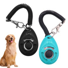 2 Pcs Dog Training Clickers with Wrist Strap,Pet Training Clicker,Durable Lightweight Easy to Use,Pet Behavioral Training Tools for Puppy, Cats, Birds, Hamsters,for Pet Lovers (Black&Blue)