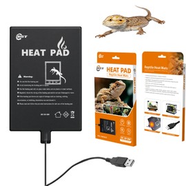Generic Besto Reptile Heating Pad - USB-Powered, Enhanced Safety - Overheat Protection - 6"" x 8"" Size - for Turtle, Snake, Lizard, Frog, Spider - Secure and Reliable Under Tank Heater, black