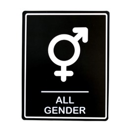 Restrooms Sign - Double Sided Bathroom Sign for Doors - Washable PVC Sign (All Gender Symbol 1)
