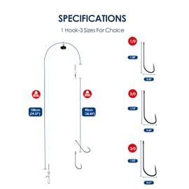 Luroad 5pcs Sea Fishing Pulley Rigs Single Hooks & Double Hooks, Pre Tied Fishing Rigs Hook Sizes 1/0, 2/0, 3/0 for Beach Casting Shore Fishing Flounder, Whiting (1/0, 5pcs Double Hook)