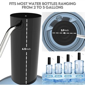 Portable Electric Water Dispenser, Universal USB-Charged Water Bottle Pump for 2-5 Gallon Bottles