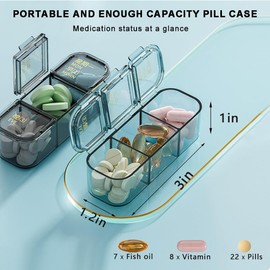 ROWNYEON Weekly Pill Box Organiser Pill Boxes 7 Day 3 Times a Day,Portable Daily Tablet Organiser Pill Dispenser with 21 Copartments to Hold Vitamins, Cod Liver Oil, Supplements and Medication,Black
