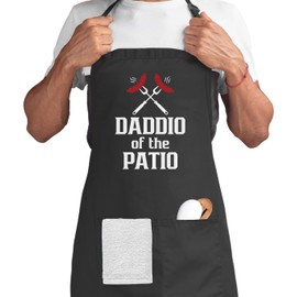 Christmas Gift! Daddio Of Patio BBQ Grill Men apron With Pockets And Adjustable Neck Strap Ideal for Fathers Day, Christmas, Holiday, Birthday