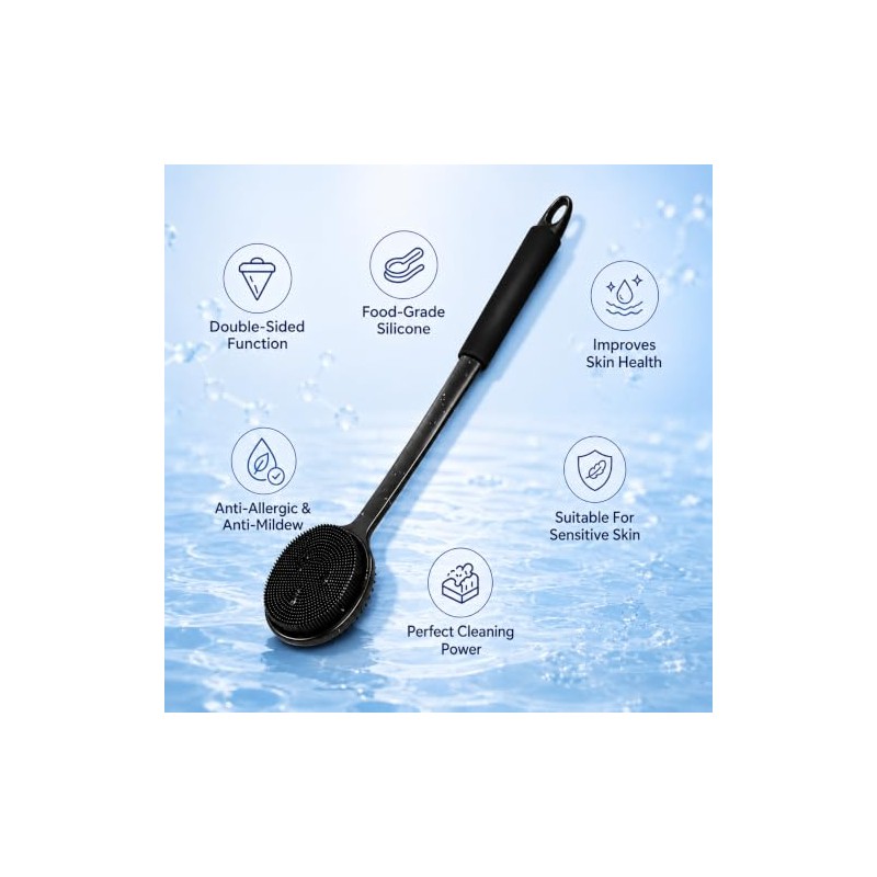 Body Brush, Double-Sided Function, Shower Back Brush, Suitable for Sensitive