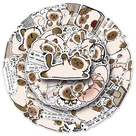 50pcs Cute Siamese cat Stickers, Cute cat Stickers for Cell Phone Water Bottle Guitar Game Console, Waterproof Vinyl Funny Animals Decals for Boys Adults Teenagers