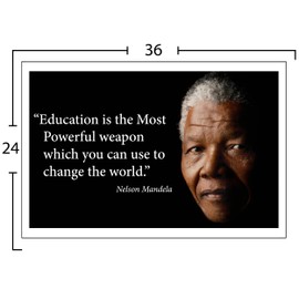 Nelson Mandela Quote Poster Print Extra Large Saying Education is The Most Powerful Weapon which You can use to Change The worldYoung N Refined 24x36 (Fine Paper)