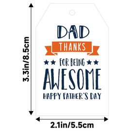G2PLUS Happy Father's Day Tags, 100PCS Father's Day Paper Gift Tags, Best Father Gift Tag with String for Present Wrapping, Gift Bags, DIY Crafts (3.3''x2.2'')