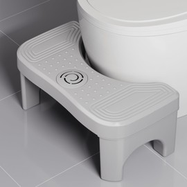 Recximi Toilet Poop Stool, 7" Height Squatting Potty for Adults, Toilet Stool Squat Adult, Portable Bathroom Pooping Foot Stool, Non-Slip Toilet Assistance Step Stool, Gray/Gray Legs