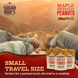 Sugar Bob’s Finest Kind - Maple Sriracha Peanuts, Slow Roasted, Sweet and Salty Spicy Nuts, 2.5 oz (Pack of 3)