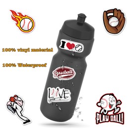 100PCS Baseball Stickers, Waterproof Vinyl Baseball Decales Reusable Stickers for Water Bottle, Helmet, Laptop, Phone, Baseball Gifts, Baseball Party Favors, Sport Stickers Decorations for Teens Boys