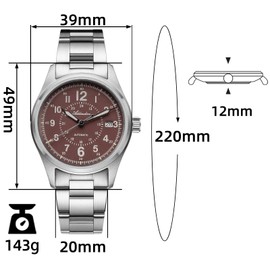 ADDIESDIVE Men's Automatic Watch, Sapphire Glass, NH35A Movement, Waterproof 200 M, Lume BGW9, Matt Dial Field Watch, 2074 Brown