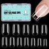 TOMICCA Fake Clear Nails, Short Square False Nail Tips, 216Pcs