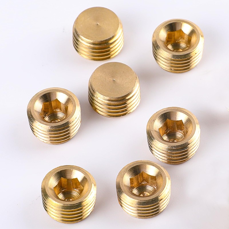 10 PCS 1/4" NPT Male Pipe Plug Fitting Set Brass