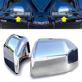 Overun 3-Layers Shiny Chrome Plated Top Half Non-Towing Mirror Overlay+Handle Covers No Smart Key Designed For 2015-2020 F-150