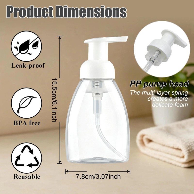 3 Pack 8 Oz Foaming Soap Dispenser BPA Free Refillable