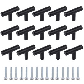 15pcs jaladeras negras,tiradores para muebles, manija jaladera,un Solo Agujero en T Tirador de Aluminio Resistente al Desgaste, tiradores negros,Adecuado para Zapateros, Armarios, Cajones, Cocinas