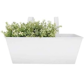 BestNest Set of 2 Esschert Design Rectangular Balcony Flower Planters, White