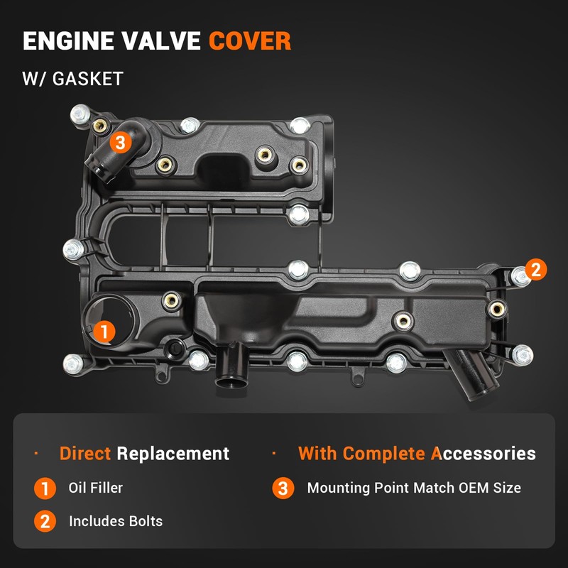 XUNUOPARTS 1.6L L4 Valve Cover Compatible with 2013-2016 Ford Escape