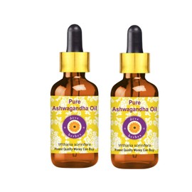 Deve Herbes Pure Ashwagandha Oil (Withania somnifera) with Glass Dropper (Pack of Two)100ml X 2 (676 oz)
