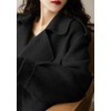 utcoco Women Cropped Wool Coats Notched Lapel Pea Coat Open