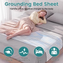 Lnopever Grounding Bed Sheet Earthing UK, Grounding Sheets 10% Silver Fiber 90% Organic Cotton for Better Sleep & Stress Relief, Natural Wellness Earthing Sheet with UK Plug & Cord (White, 60x260cm)
