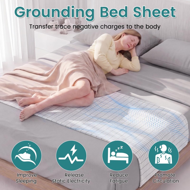 Lnopever Grounding Bed Sheet Earthing UK, Grounding Sheets 10% Silver
