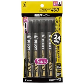 PILOT PMPM50B5B Permanent Markers, 400, Medium Point, Chisel Tip, Black, 5 Count