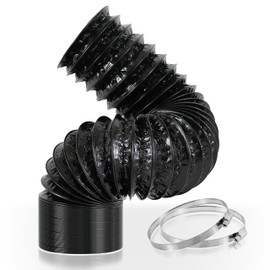 6 Inch Aluminum Dryer Vent Hose, 25 Feet Flexible Air Ducting with 2 Clamps, Heavy-Duty 4-Layer Design for HVAC, Dryer Vent, Grow Tent, Bathroom Exhaust, Kitchen Ventilation - Black PVC