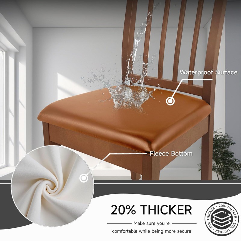 WENZMOC PU Leather Seat Covers for Dining Chairs, 4 Pack