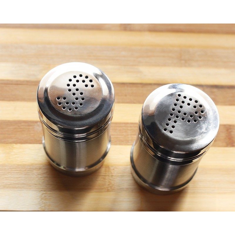 Stainless Steel Salt and Pepper Shakers Set for Kitchen Condiments