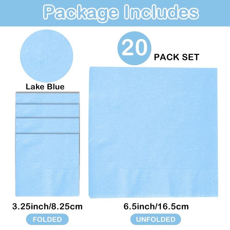 MORAINJAY Lake Blue Tableware Set with Plates, Tablecloth, Napkins, Cups