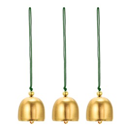 PATIKIL 3 Pcs Wind Chime, Hanging Bells Temple Bells Retro Outdoor Hanging Metal Chinese Wind Chime Round for Outside Garden Camping, Gold Green