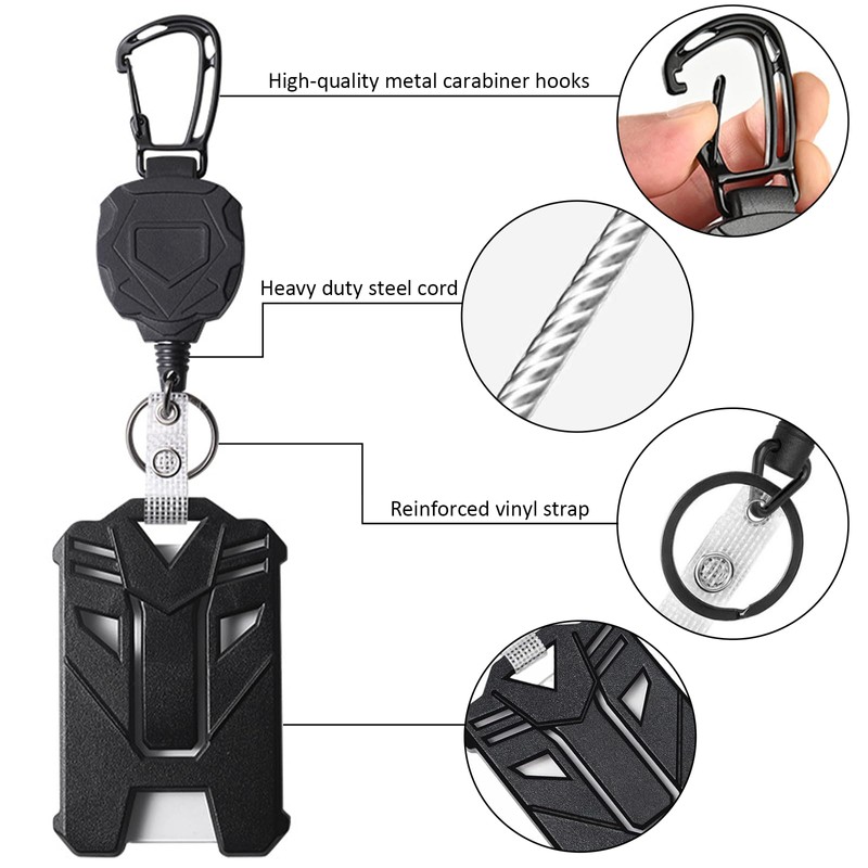 Retractable Key Chains, ID Holders, Work Card Holder, Suitable for