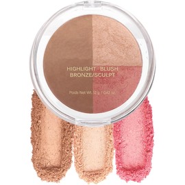 Corlo Paleta De Rubor, Iluminador Y Bronce 3 En 1, Con Contorno, Esculpido, Satinado, Suave Y Sedoso (002-Light)