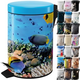 Sanilo Cosmetic Bin 3 L with Soft-Close Mechanism, Many Bathroom Bins to Choose From, Waste Bin with Inner Container for Any Bathroom (Ocean)