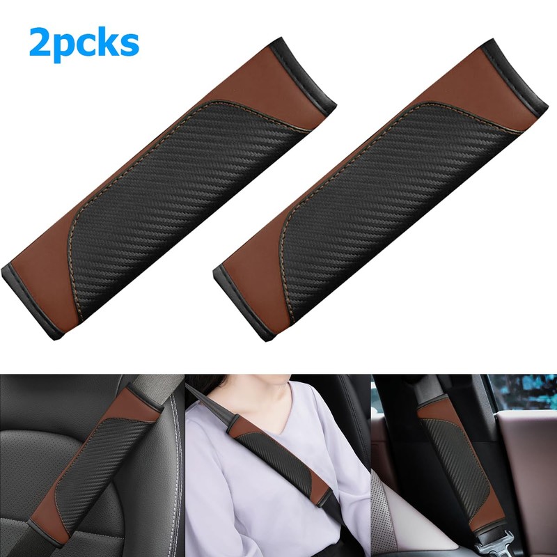 AUCELI 2PCS Car Seat Belt Cover, Carbon Fiber Seatbelt Shoulder