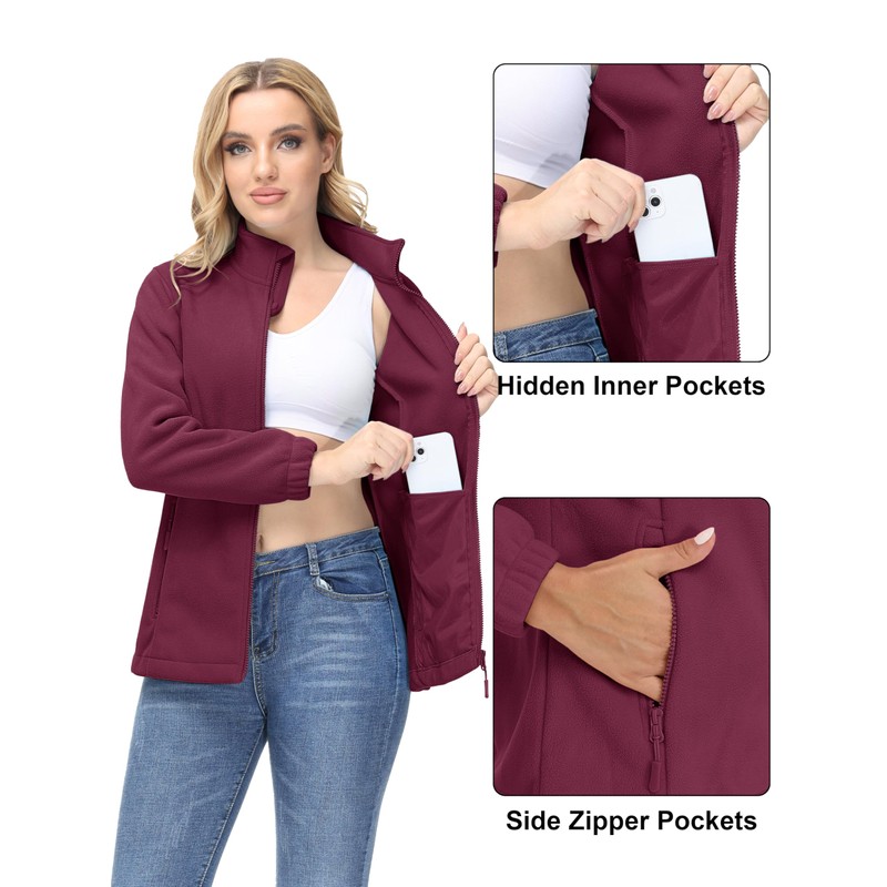 MAGCOMSEN Fall Jackets for Women Lightweight Womens Fleece Zip Up